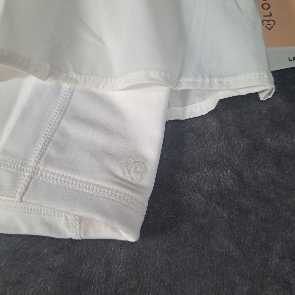 Blogilates Ruffle‎ Short Cream White Athletic Running Gym Shorts Large Coquette - Picture 5 of 7